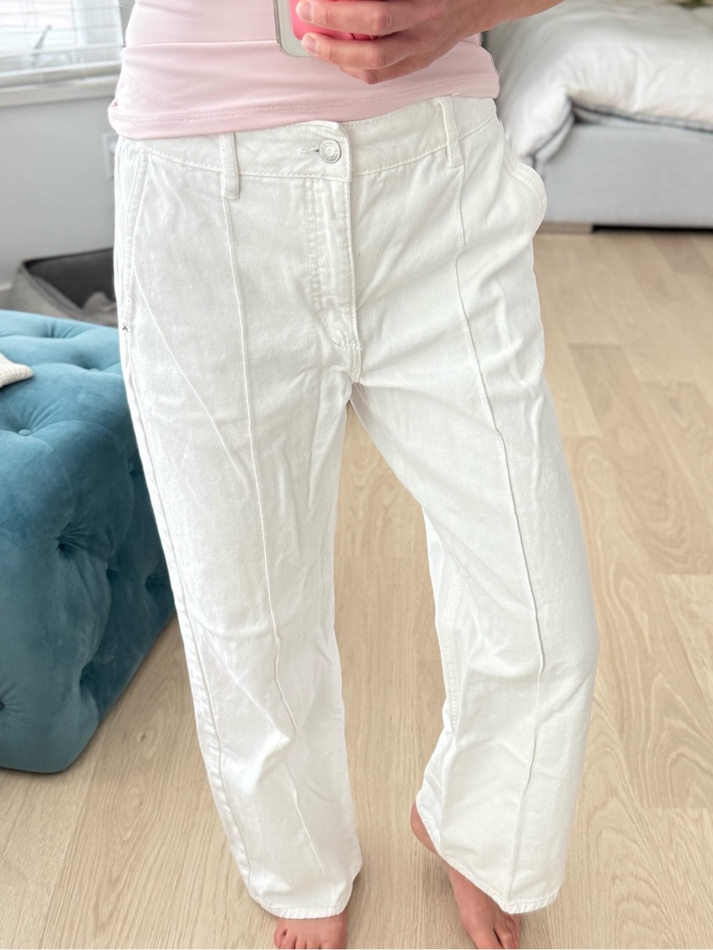White Casual Straight-Leg Pants